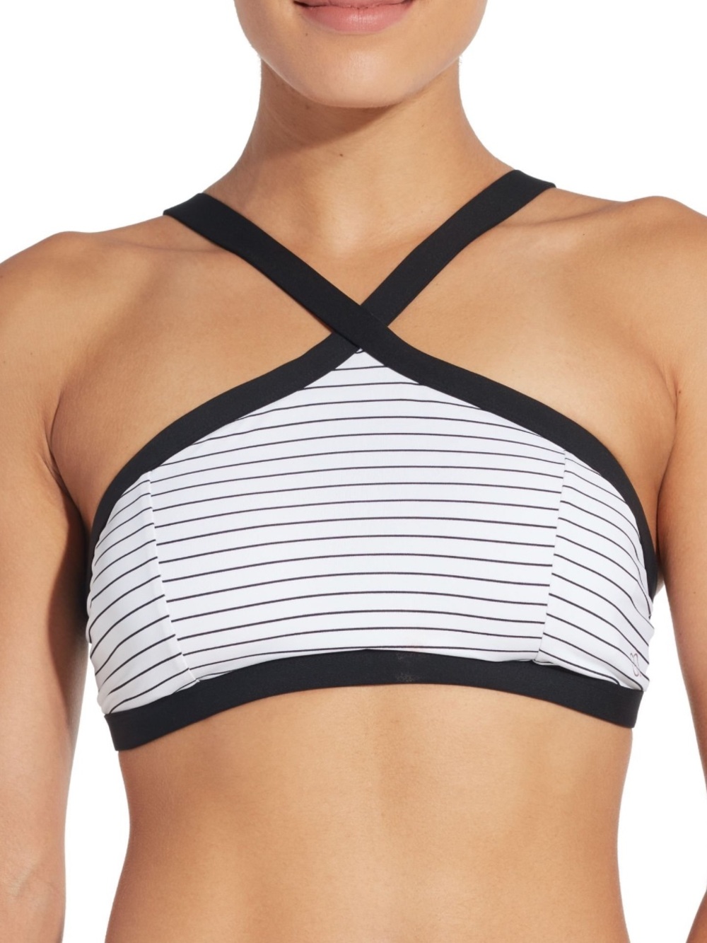 Calia Striped Crossback Bikini Top- Black & White size Large NO CUPS